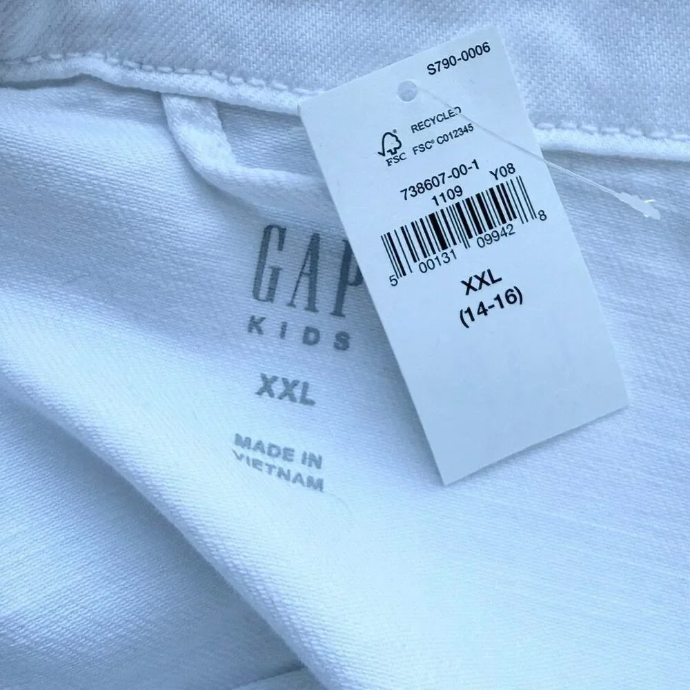 Gap Kids White Denim Jacket Waist Length NWT - US Girls 14-16 XXL